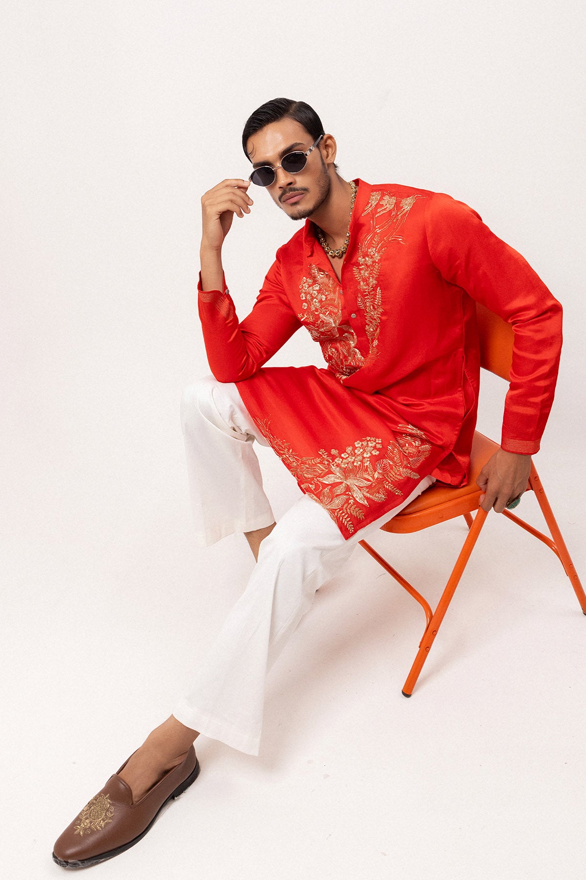 Vermillion Floral Jal Kurtas