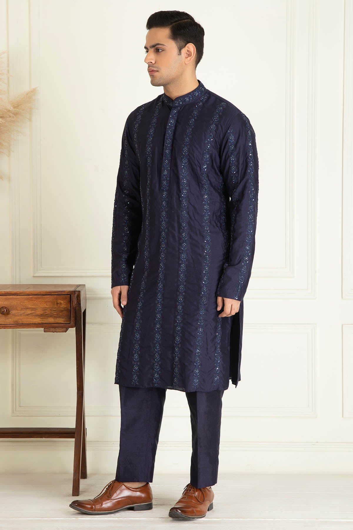 Vertical Bead Lined Kurta Set