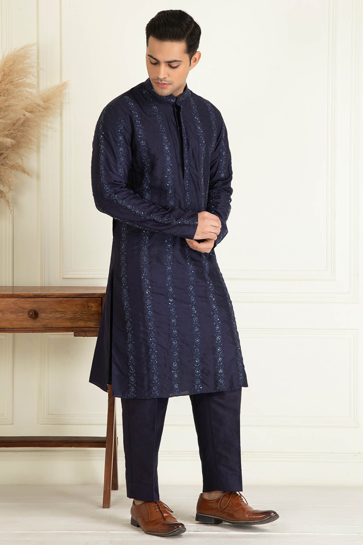 Vertical Bead Lined Kurta Set