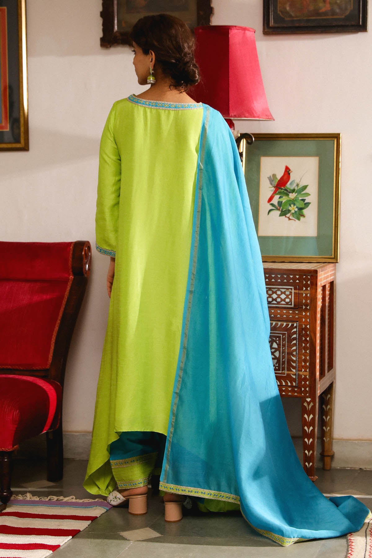 Vibrant Green Zari Kurta Set
