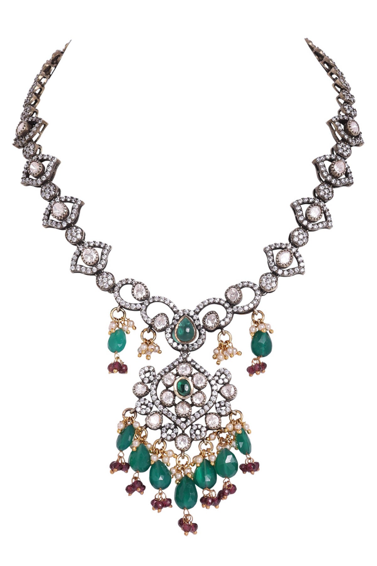 Victorian Polki Silver Necklace