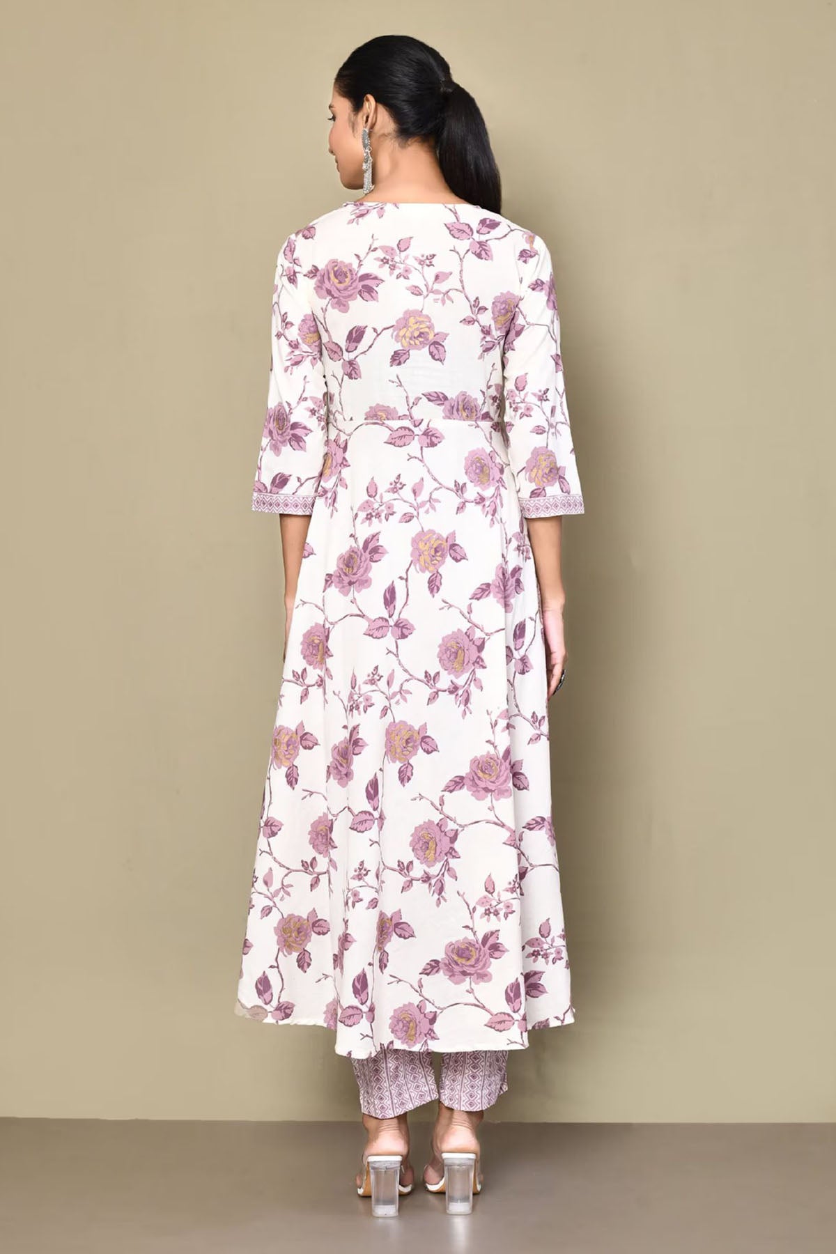 Violet Rose Print Kurta Set
