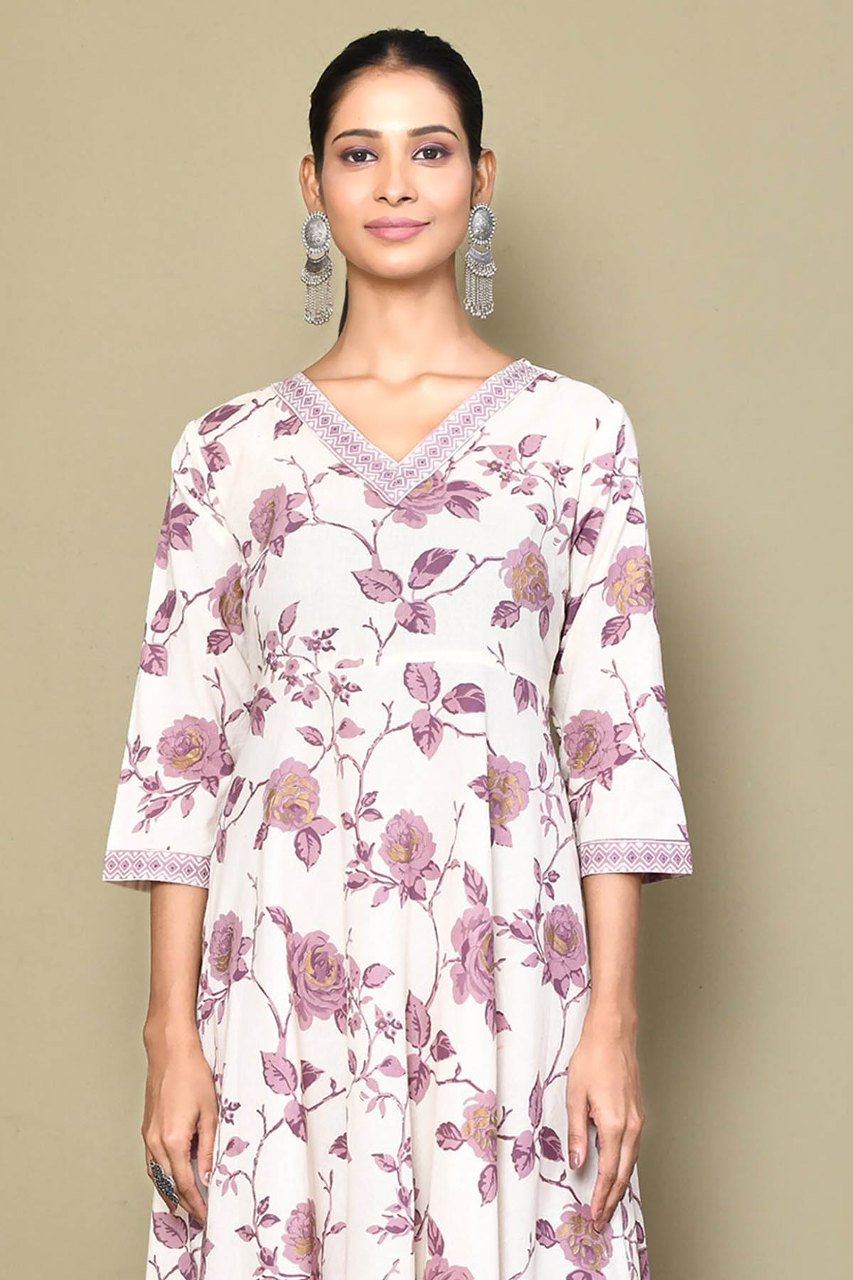 Violet Rose Print Kurta Set
