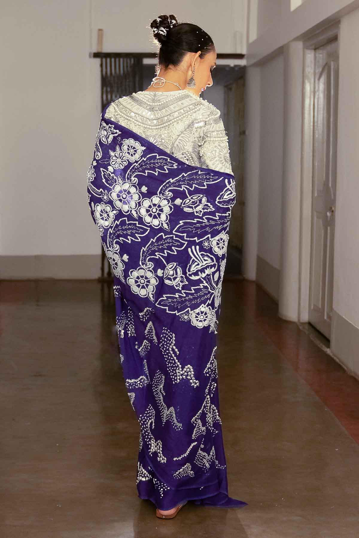 Violet Applique Saree & Blouse