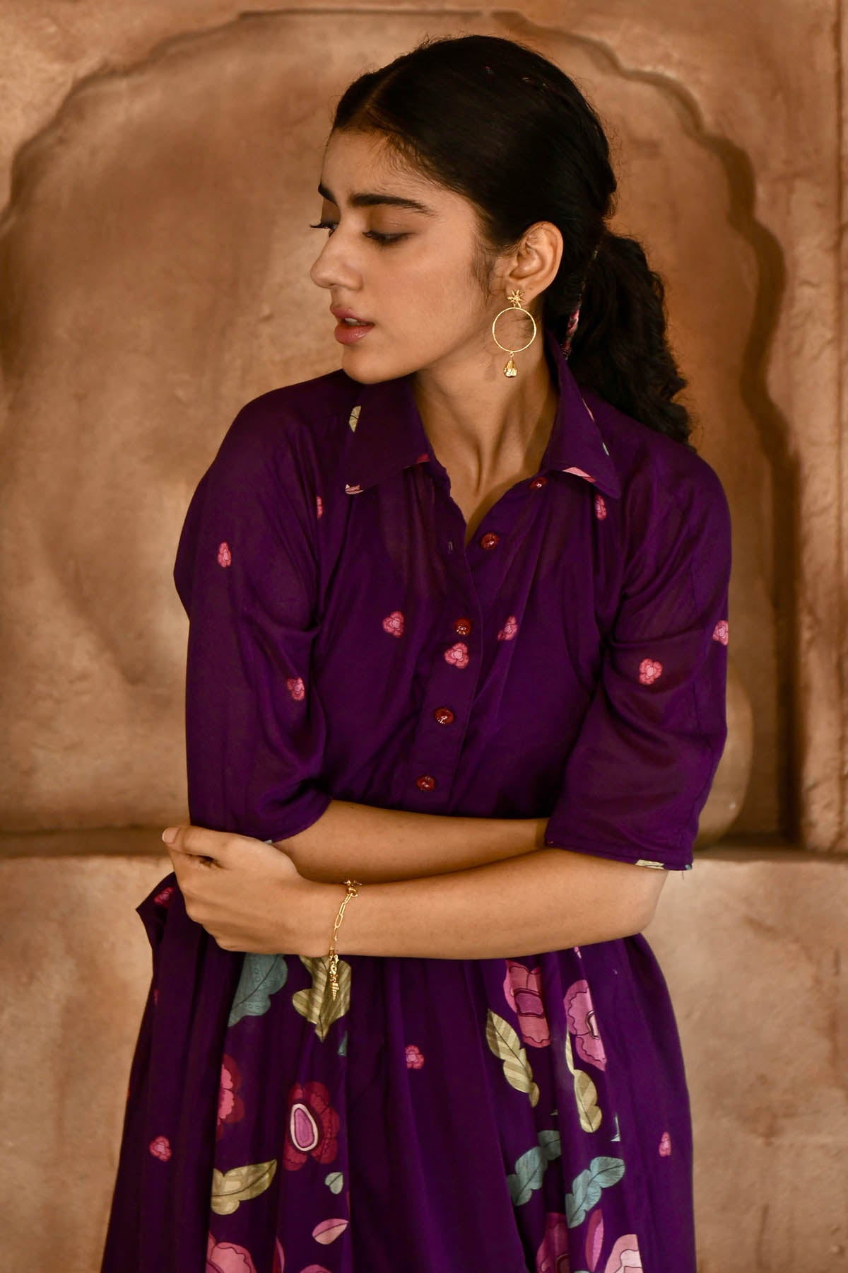 Violet Chanderi Silk Kurta Set