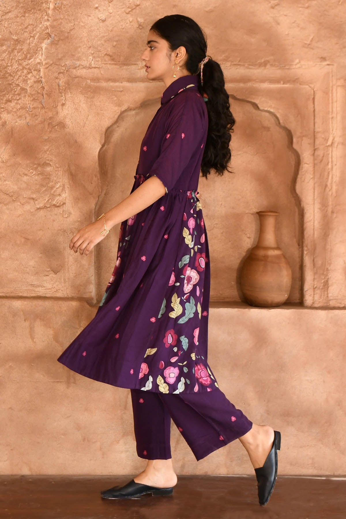 Violet Chanderi Silk Kurta Set