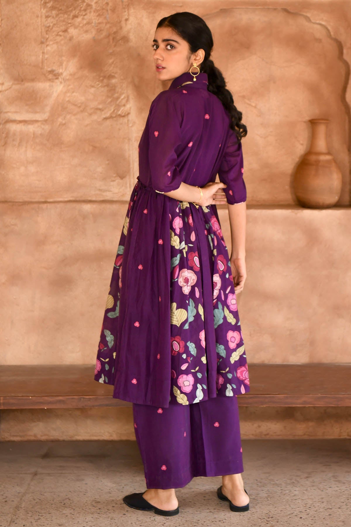 Violet Chanderi Silk Kurta Set