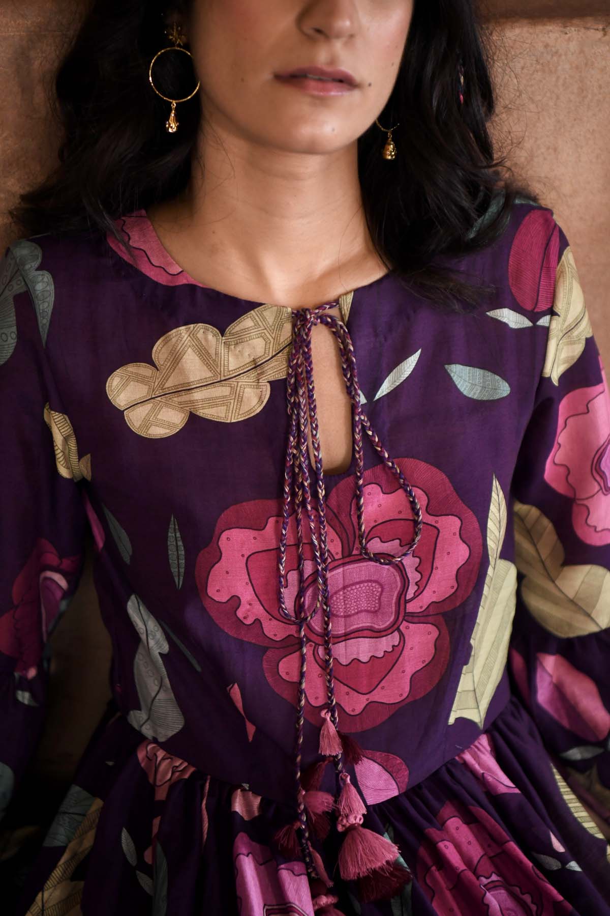 Violet Chanderi Silk Print Dress