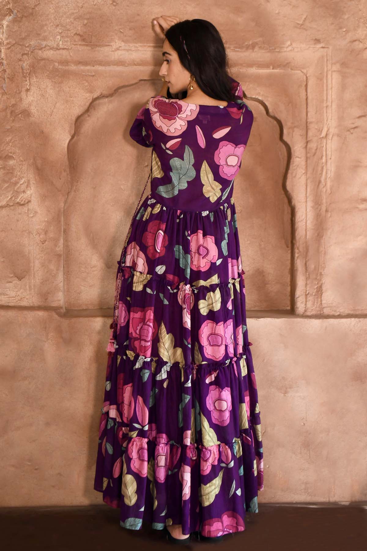 Violet Chanderi Silk Print Dress