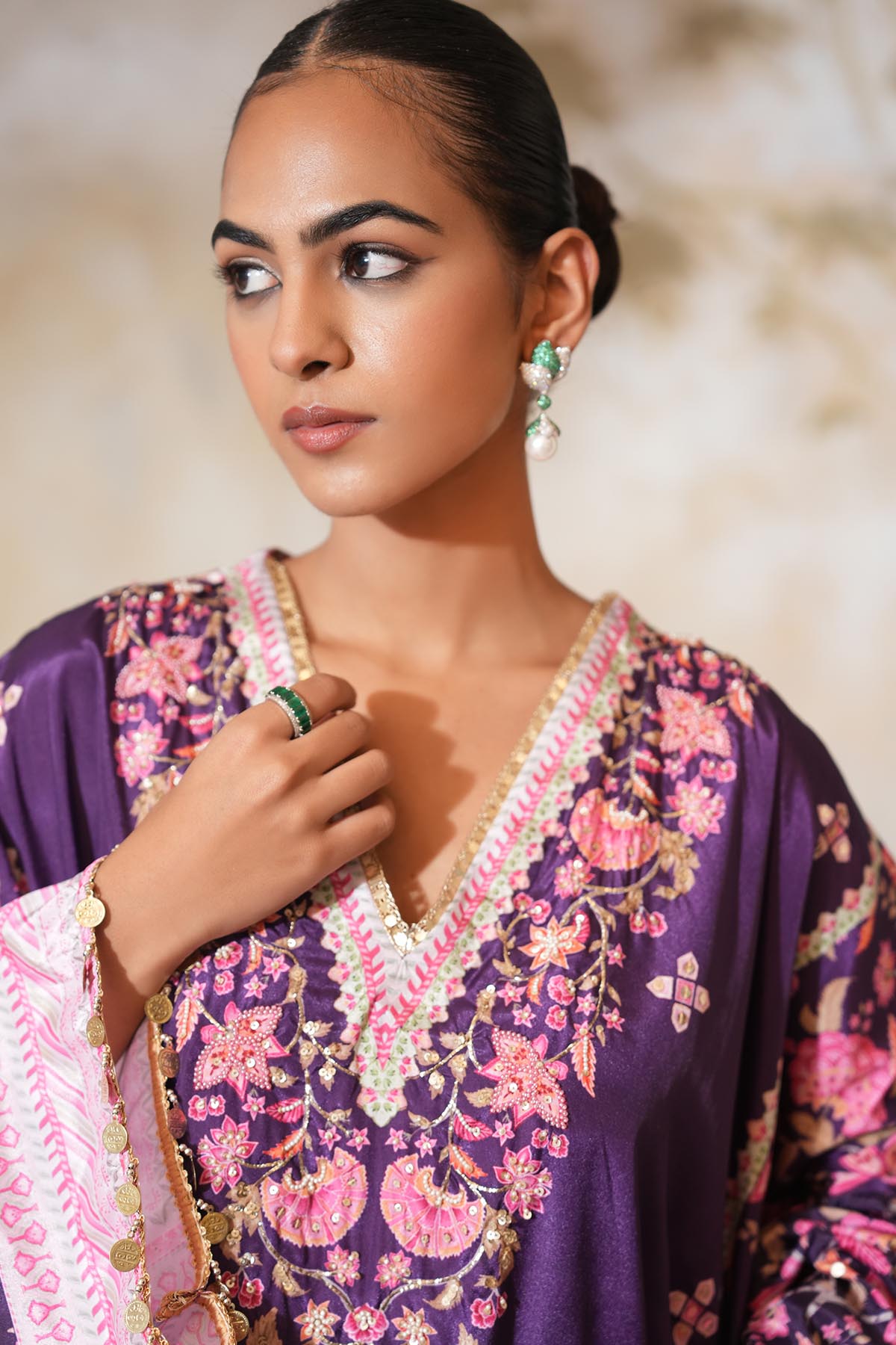 Violet Printed Kaftan & Pants