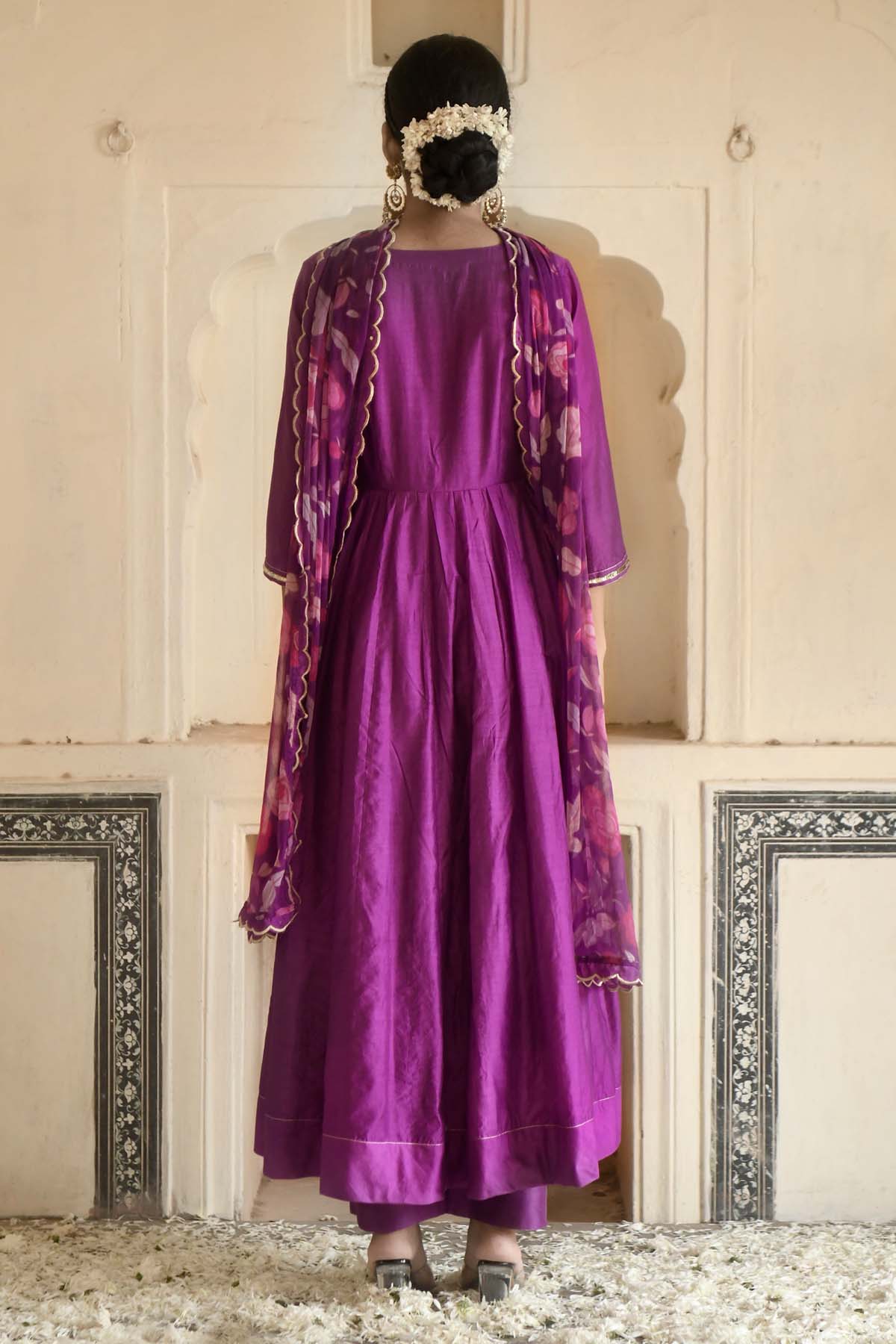 Violet Embellished Anarkali Set