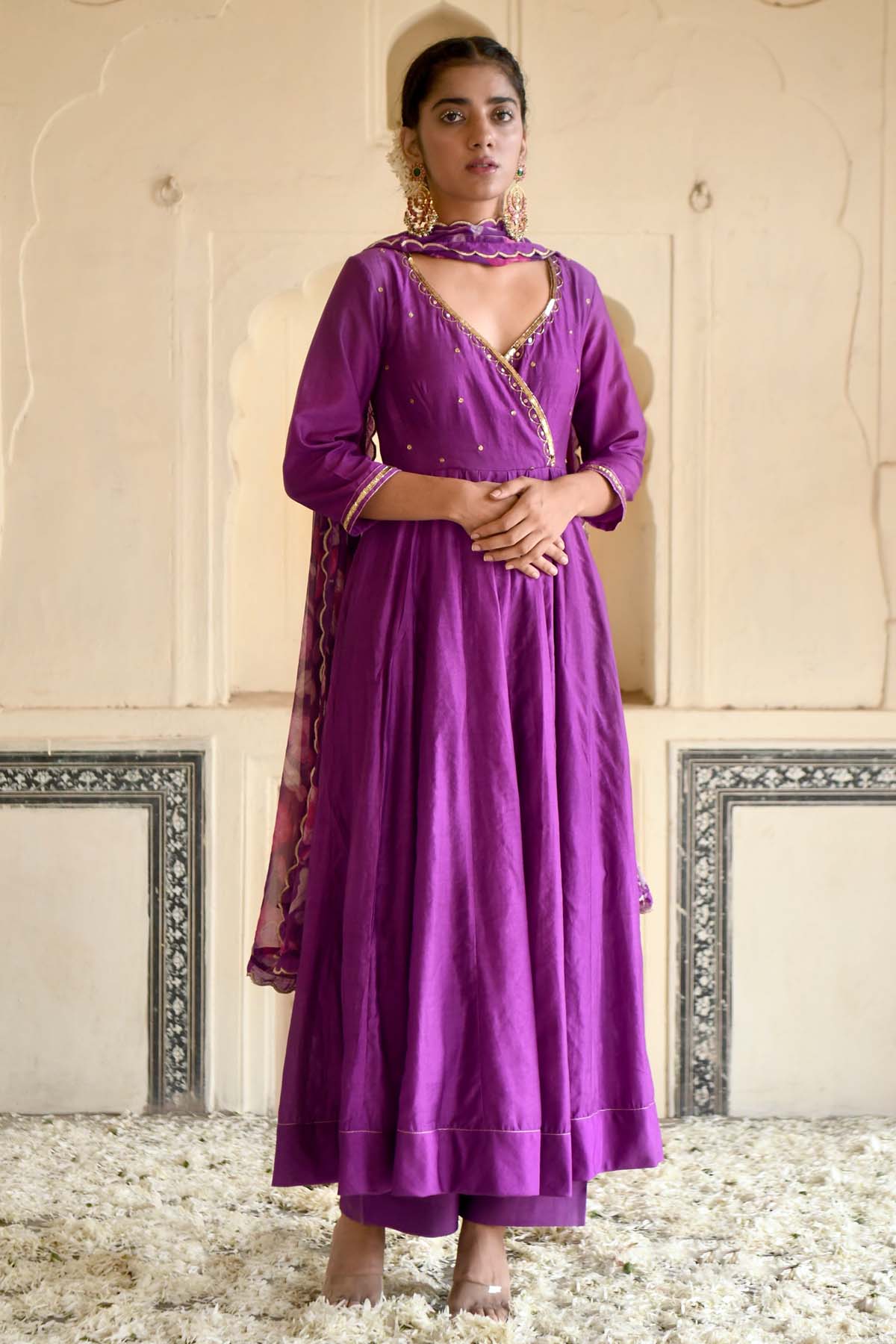 Taro India Violet Embellished Anarkali Set for women online at ScrollnShops