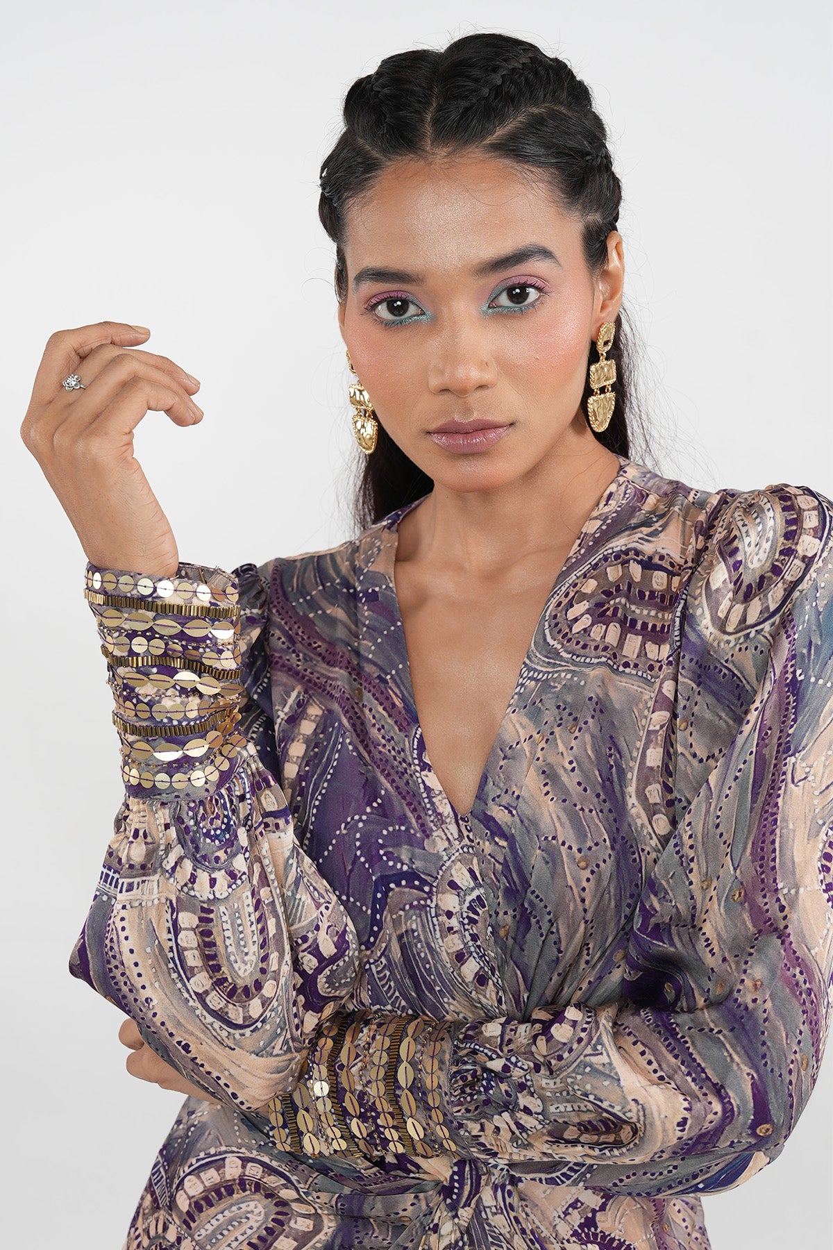 Violet Embellished Draped Dress