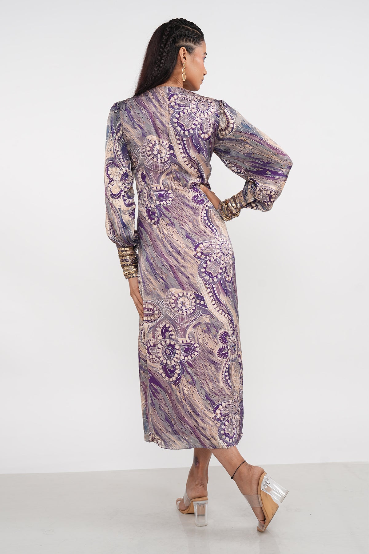 Violet Embellished Draped Dress