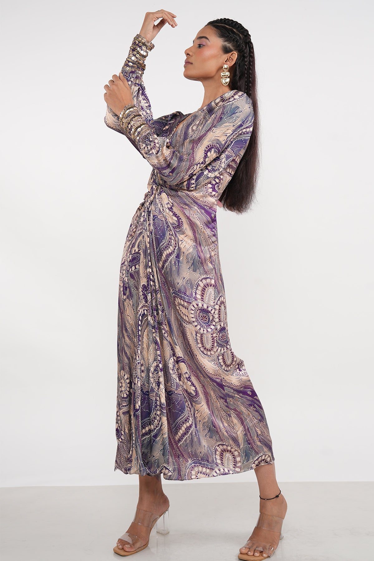 Violet Embellished Draped Dress