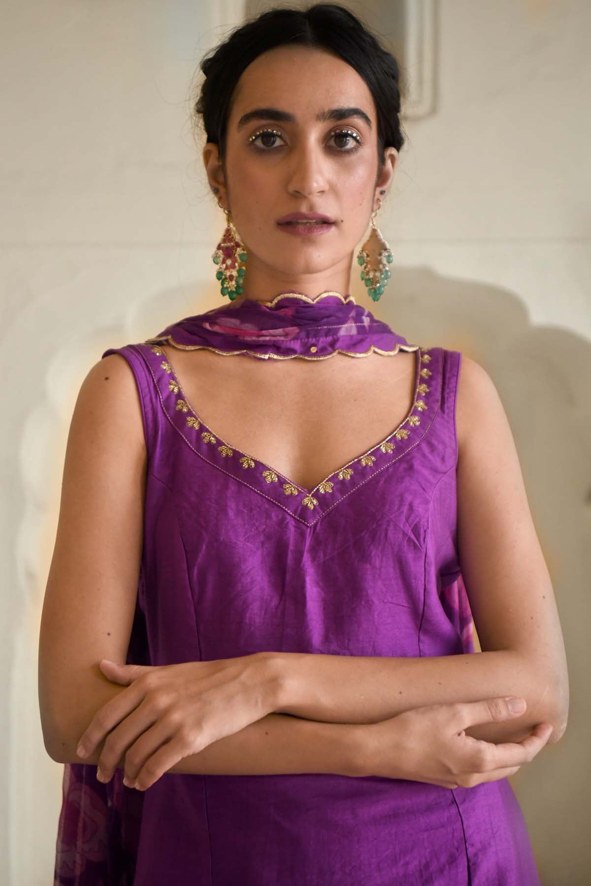 Violet Embellished Kurta Set