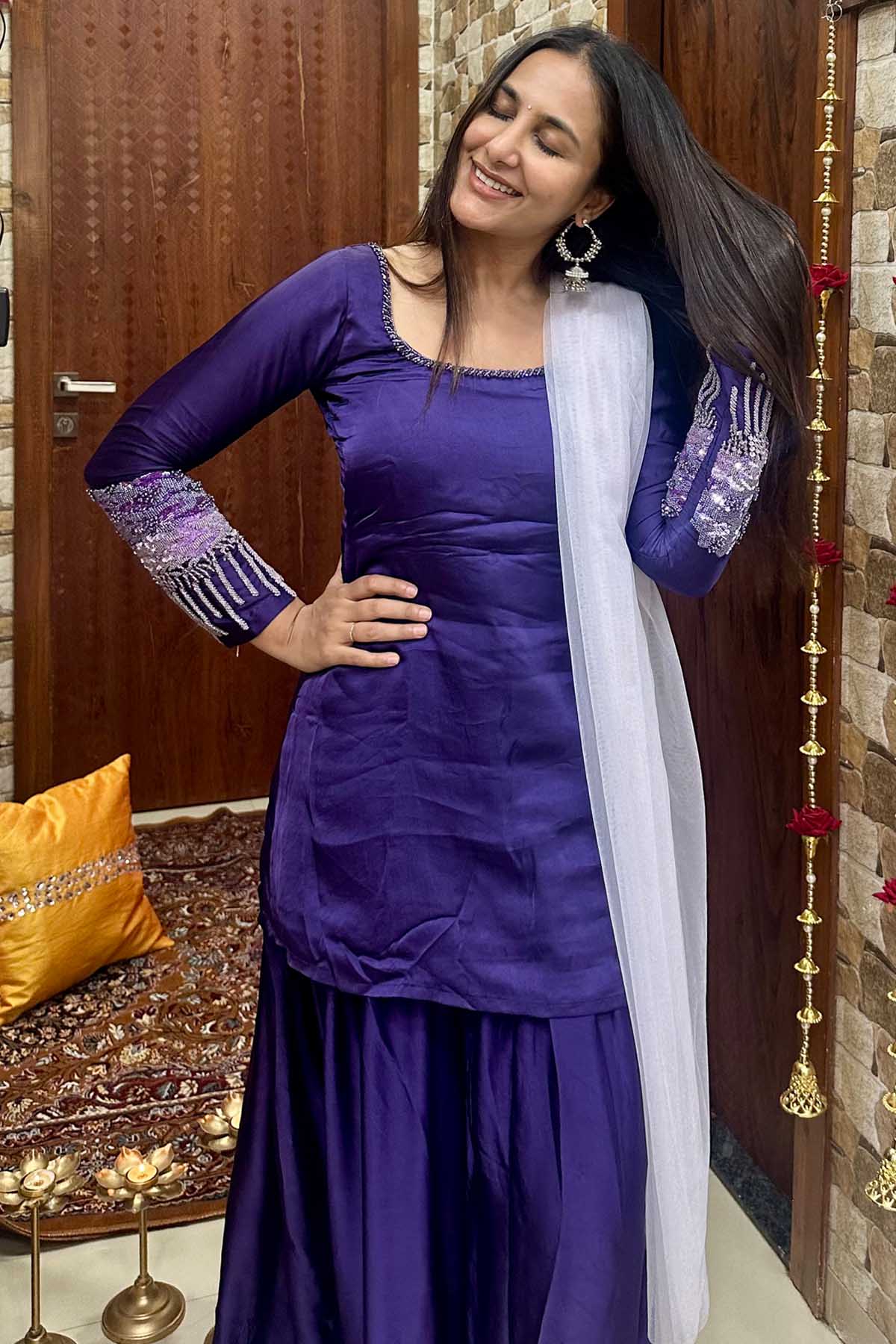 Violet Embroidered Kurta Set