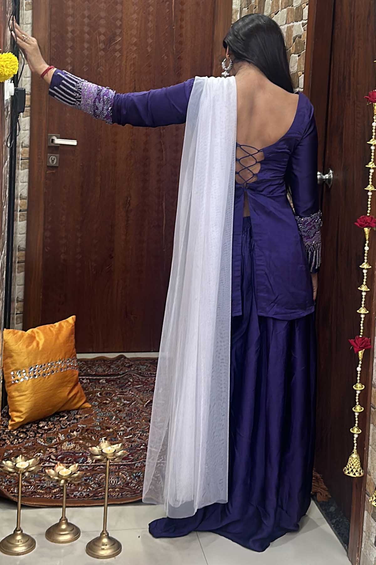 Violet Embroidered Kurta Set
