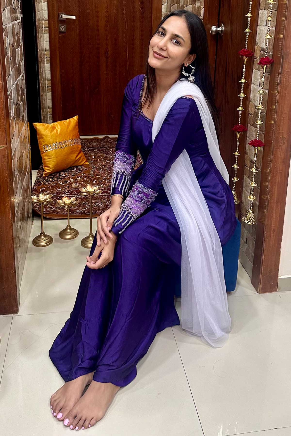 Violet Embroidered Kurta Set