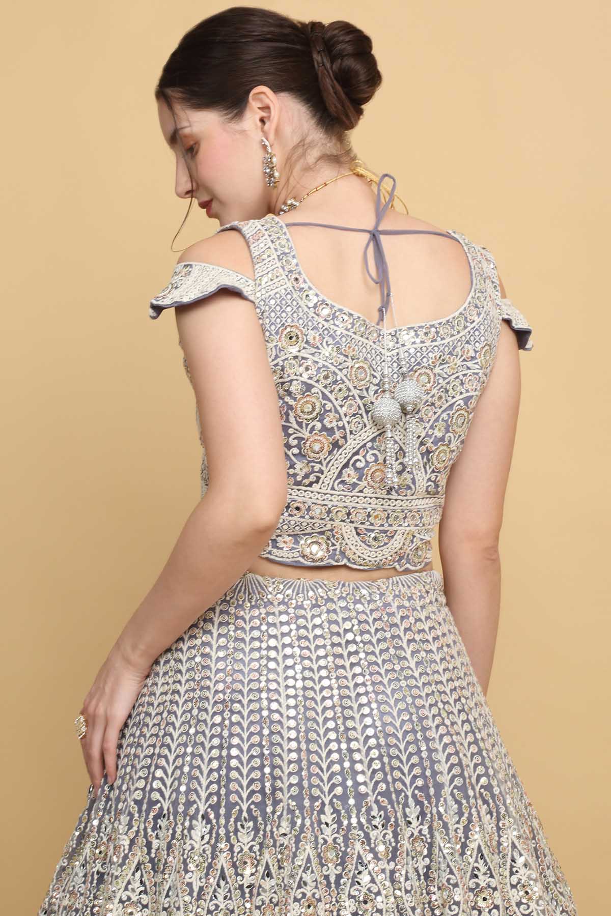 Violet Embroidered Lehenga Set