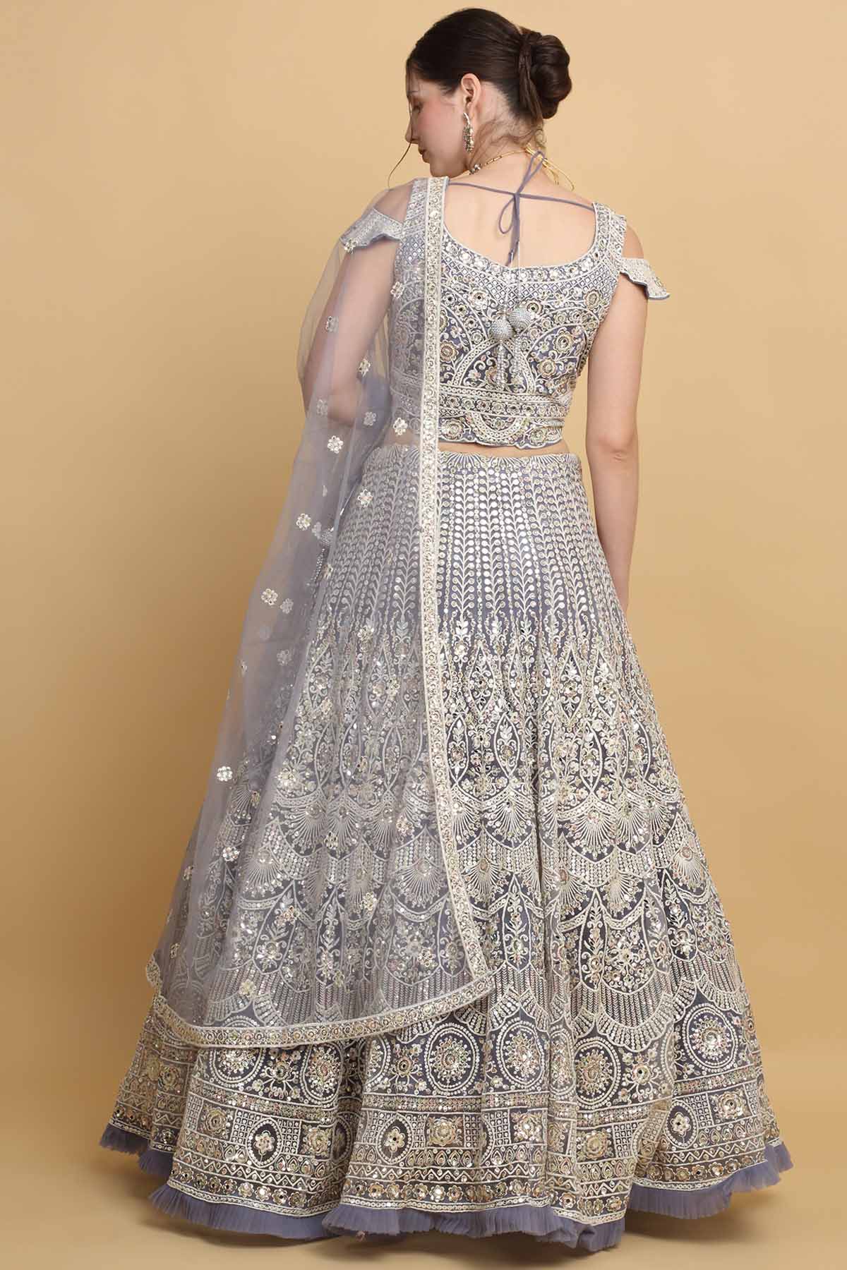 Violet Embroidered Lehenga Set