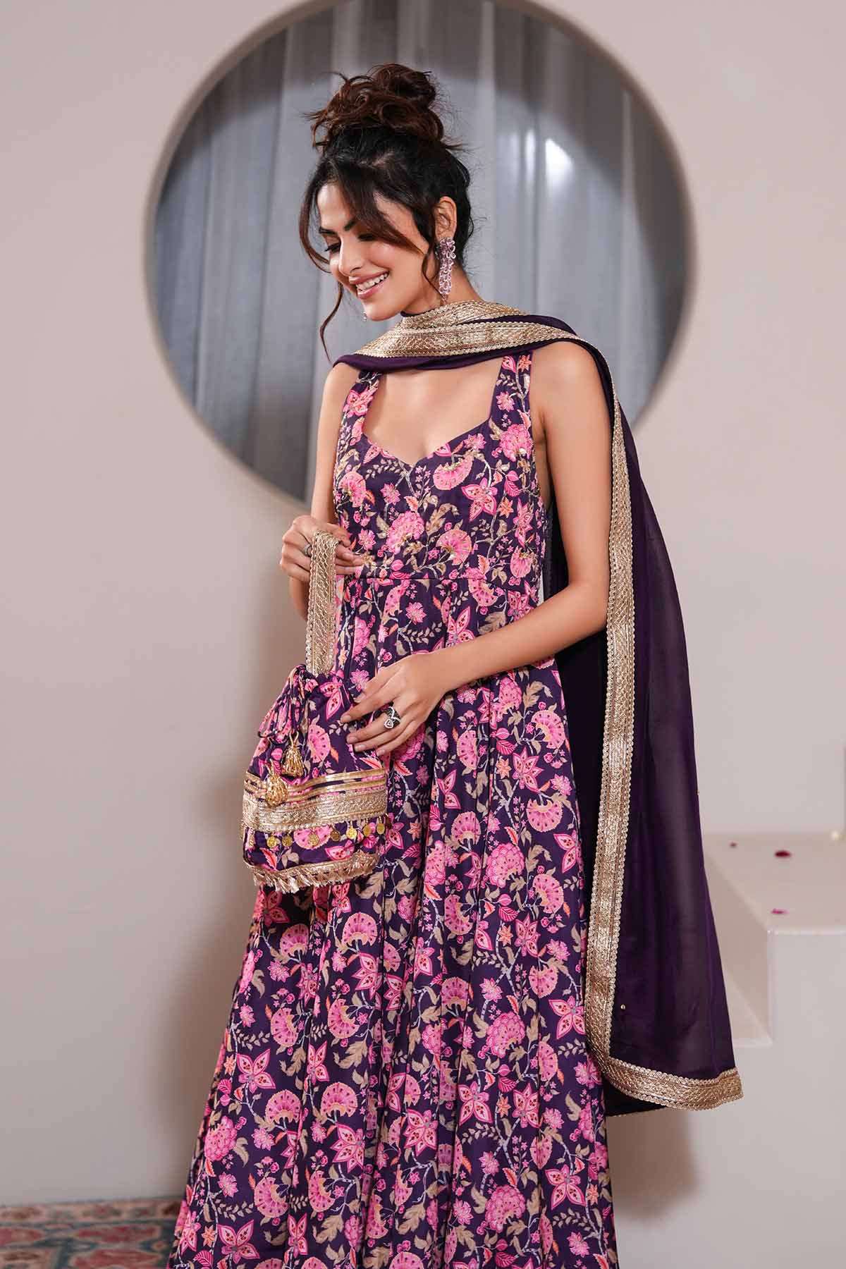 Violet Gota Embellished Dupatta