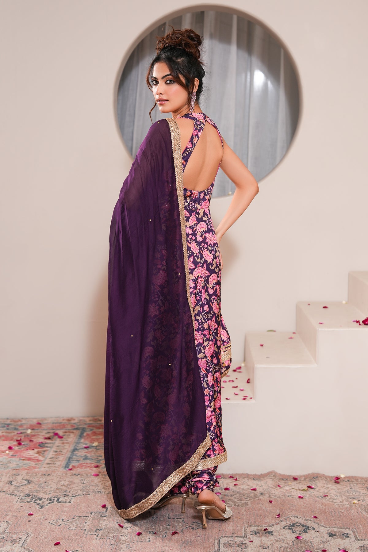 Buy Violet Gota Embellished Dupatta by Ugna by Unnati for women online at ScrollnShops