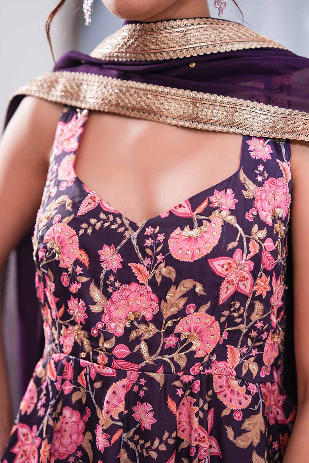 Violet Gota Embellished Dupatta