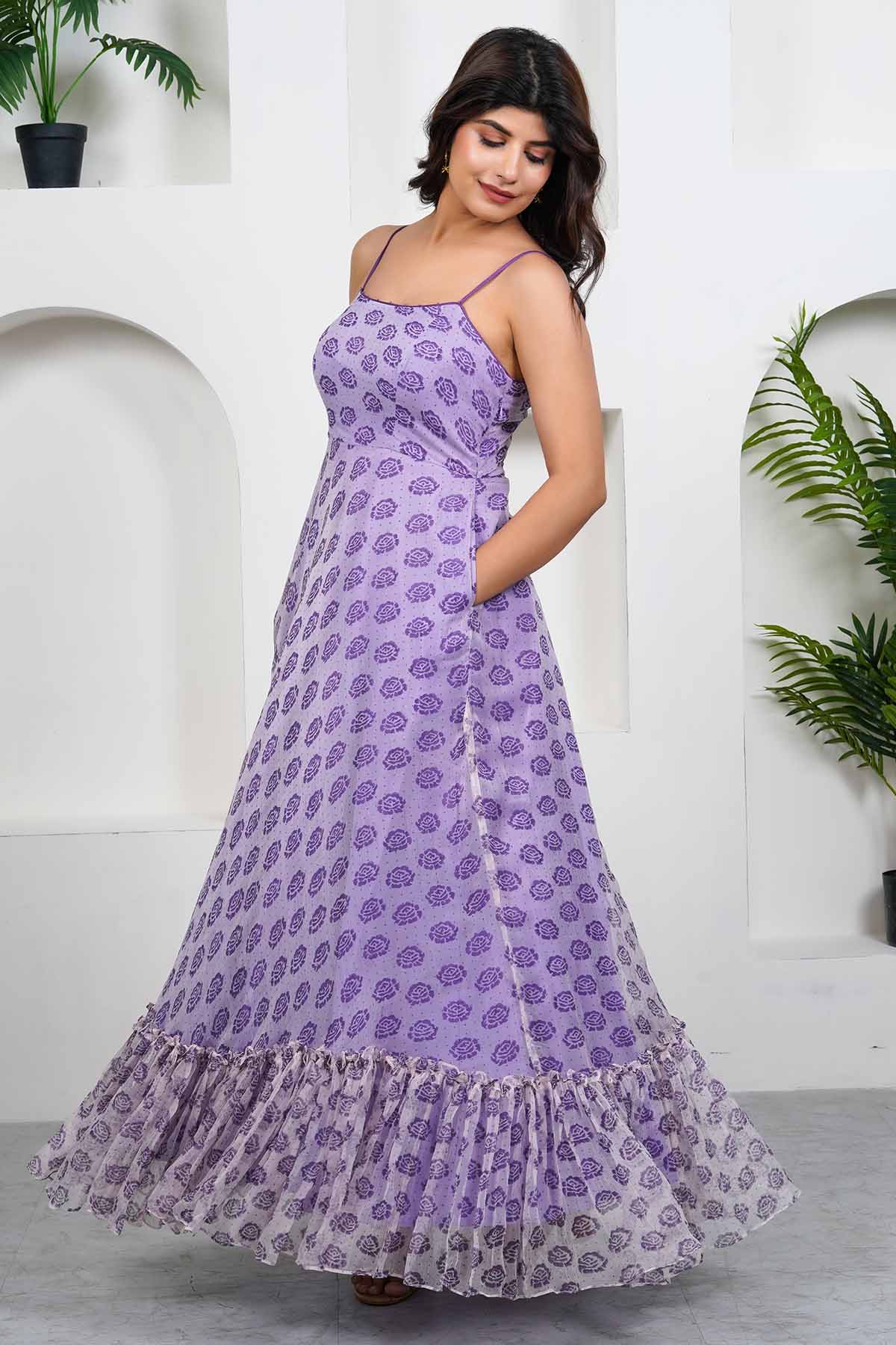 Violet Handblock Printed Dress