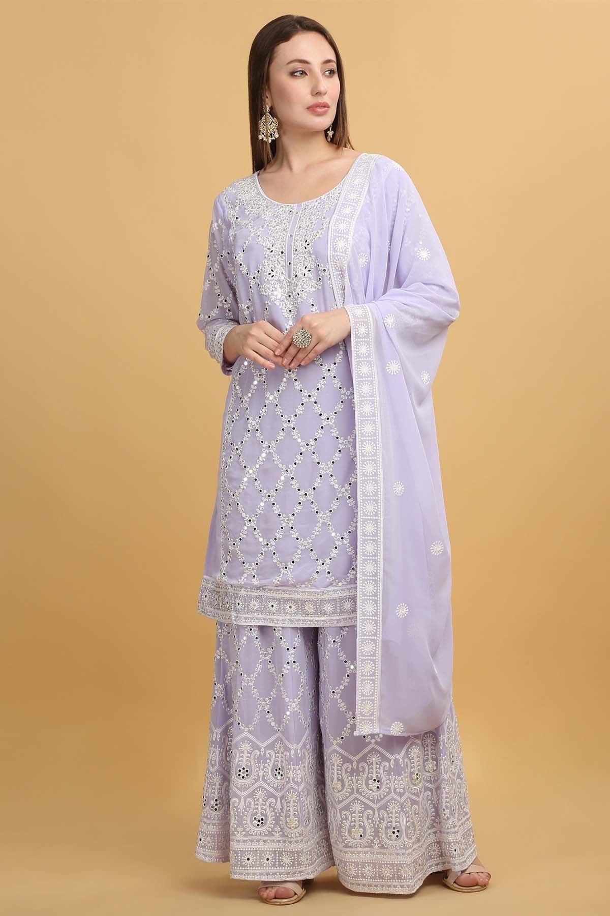 Buy Violet Mirror Work Sharara Set by Aham Vayam at ScrollnShops