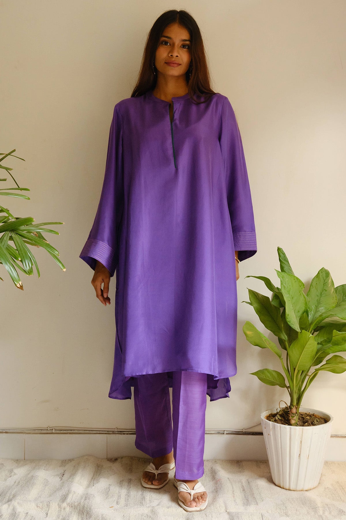 Buy Violet Silk Zari Kurta & Pants for women by Juanita by Shubhda online available at scrollnshops