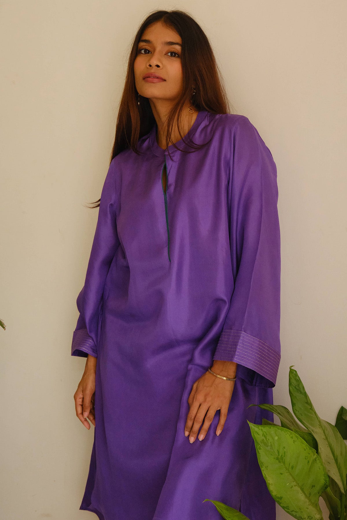 Violet Silk Zari Kurta & Pants