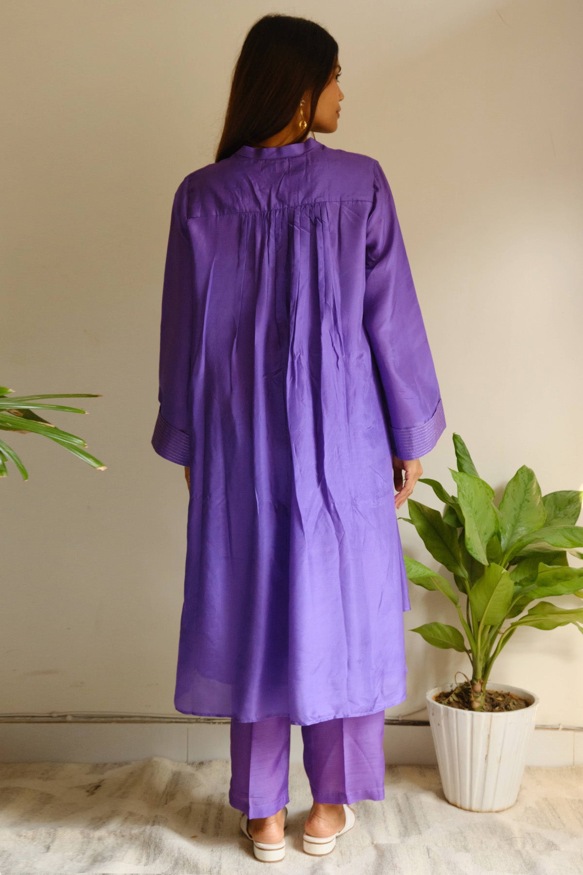 Violet Silk Zari Kurta & Pants