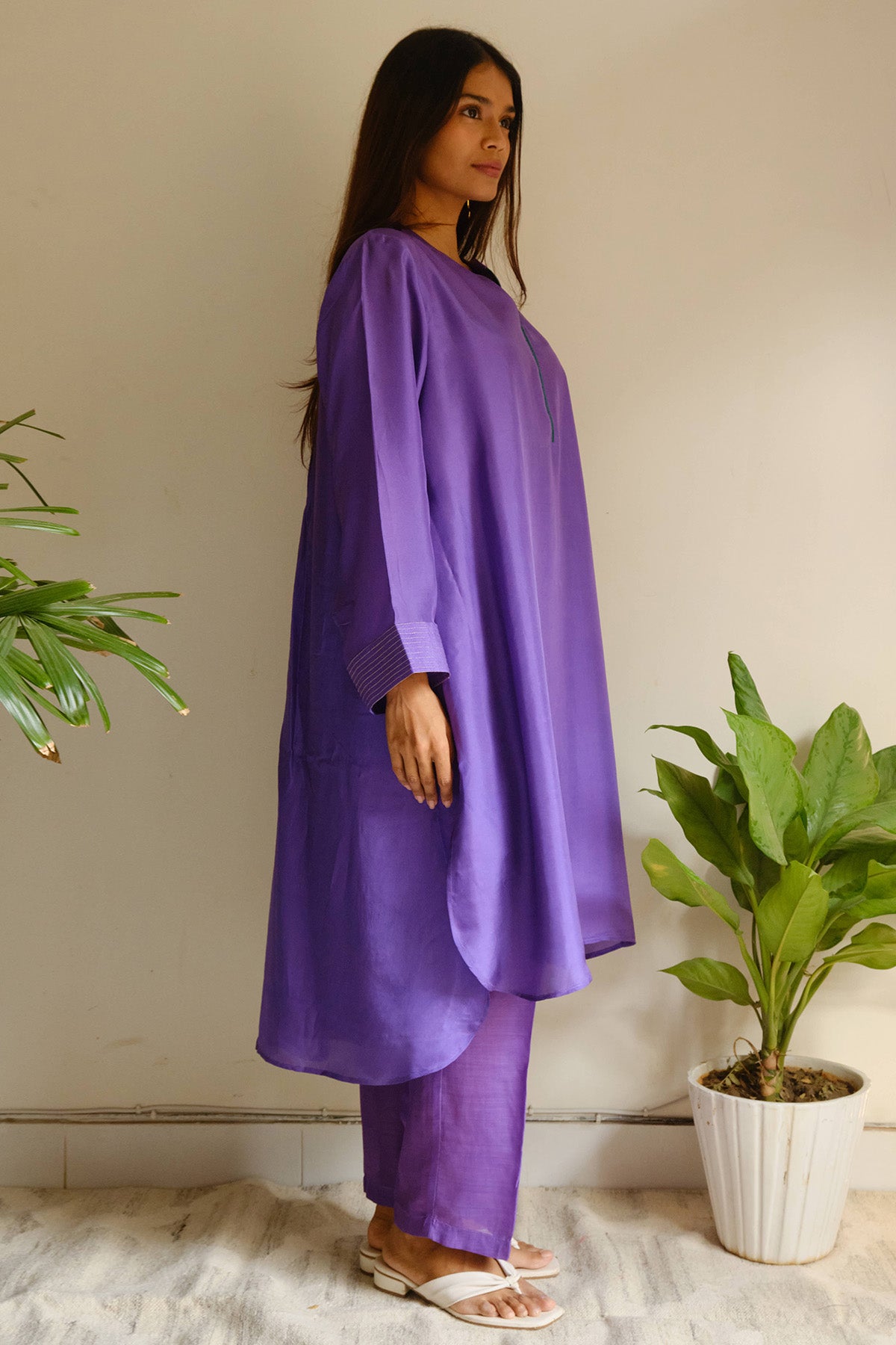 Violet Silk Zari Kurta & Pants