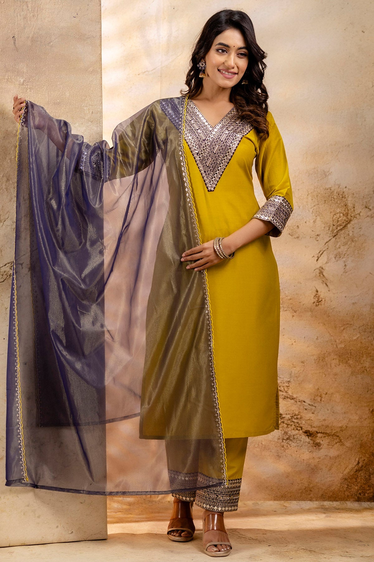 Buy Viscose Rayon Lemon Kurta Set for women by Aastha Fashion online available at scrollnshops