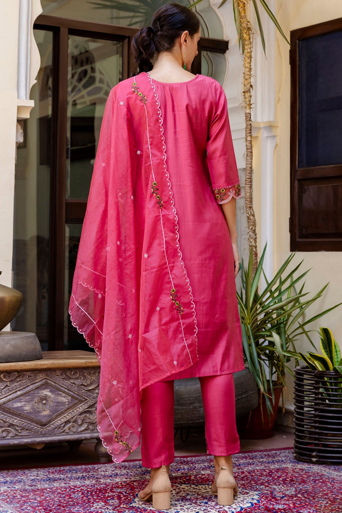 Viscose Rayon Pink Kurta Set