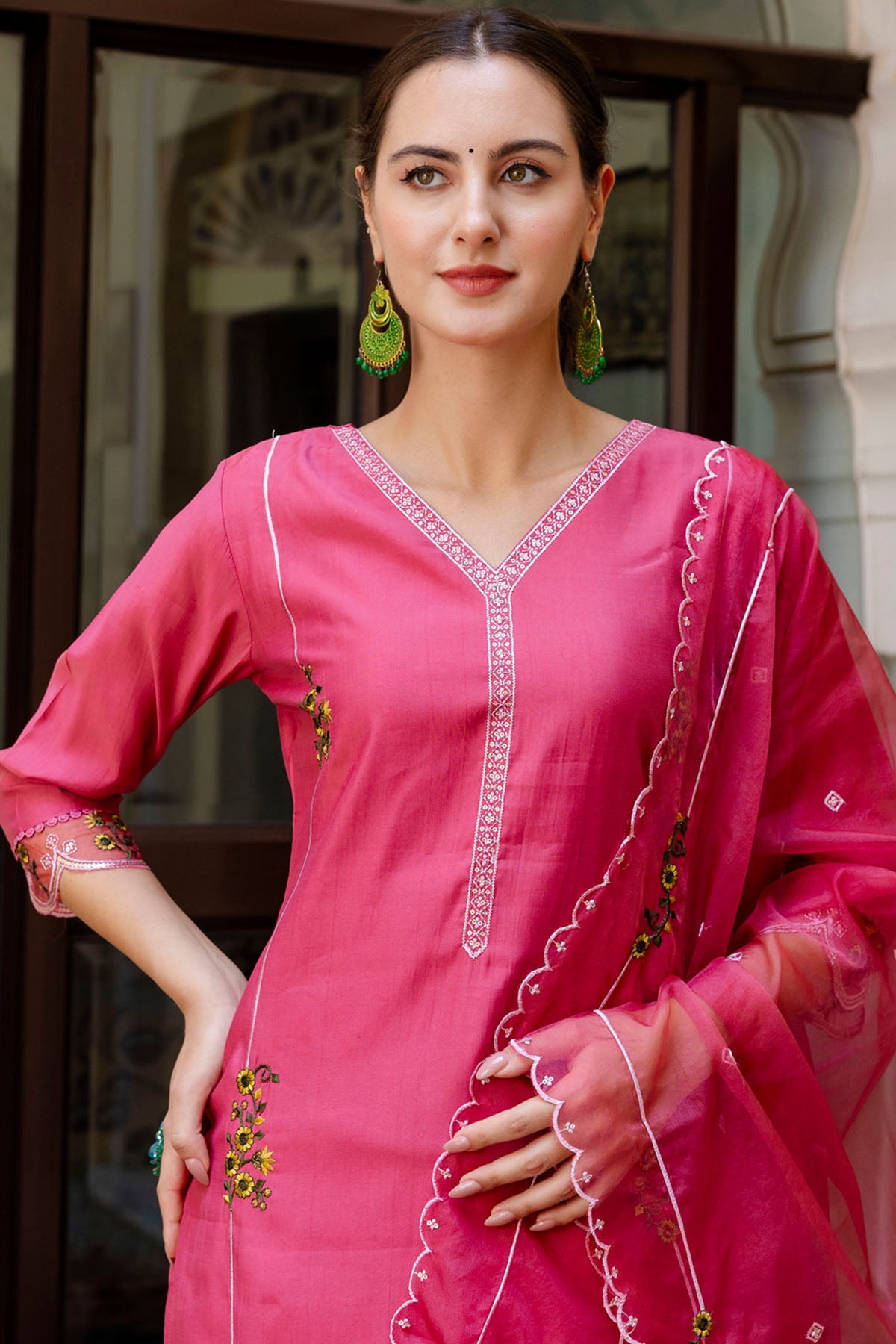 Viscose Rayon Pink Kurta Set
