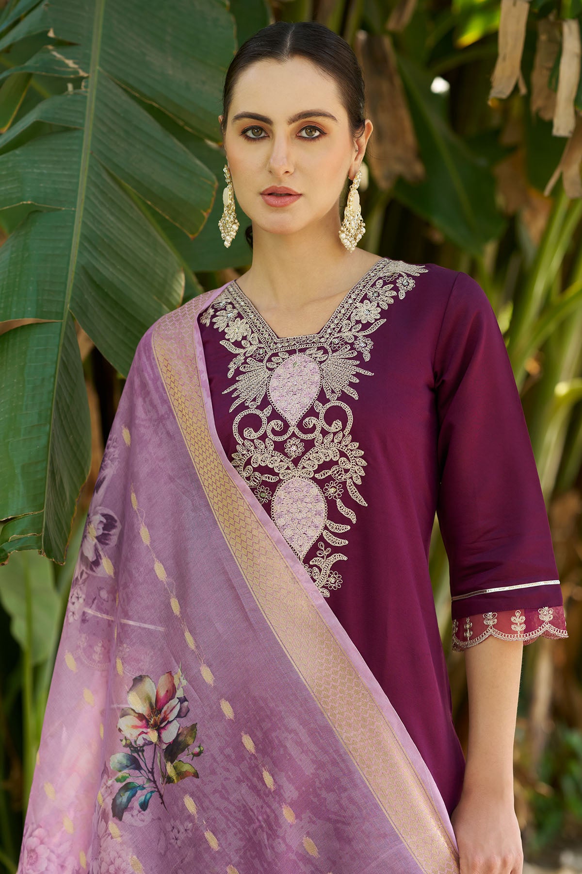Viscose Rayon Purple Kurta Set