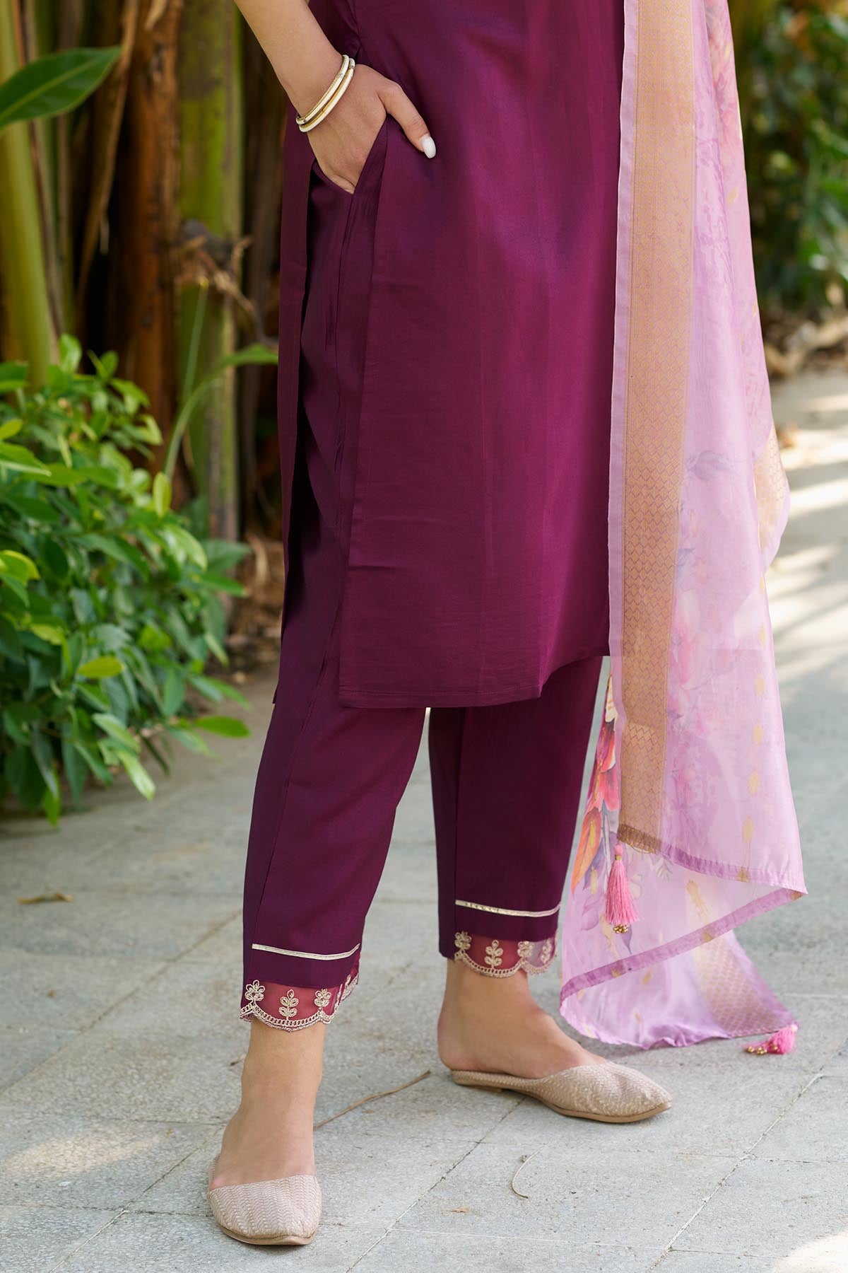 Viscose Rayon Purple Kurta Set