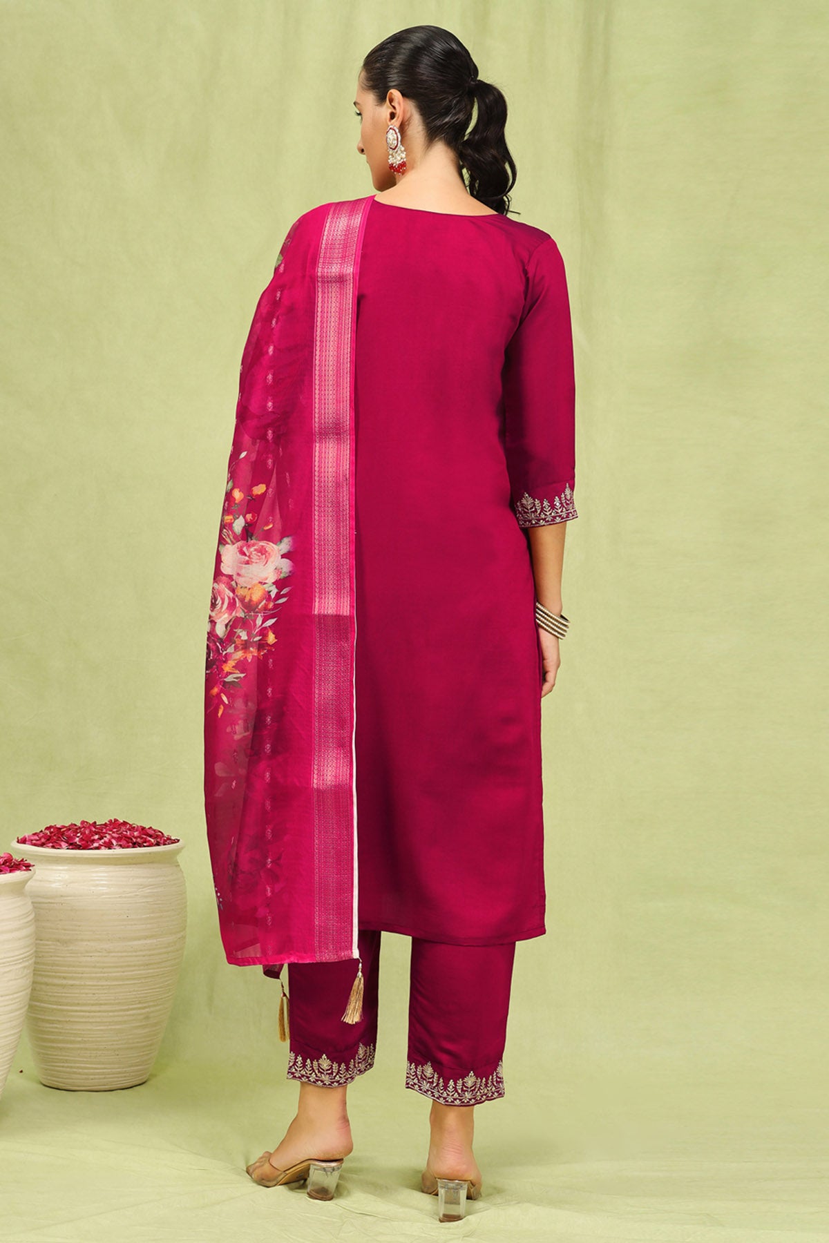 Viscose Roman Pink Kurta Set