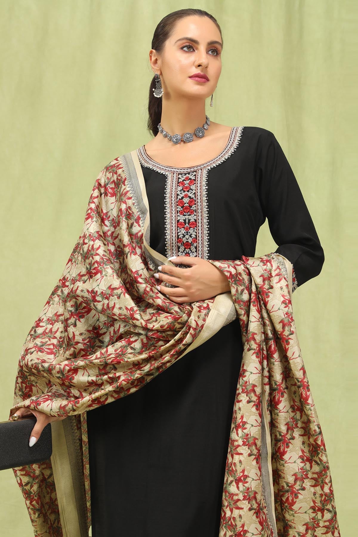 Viscose Silk Black Kurta Set