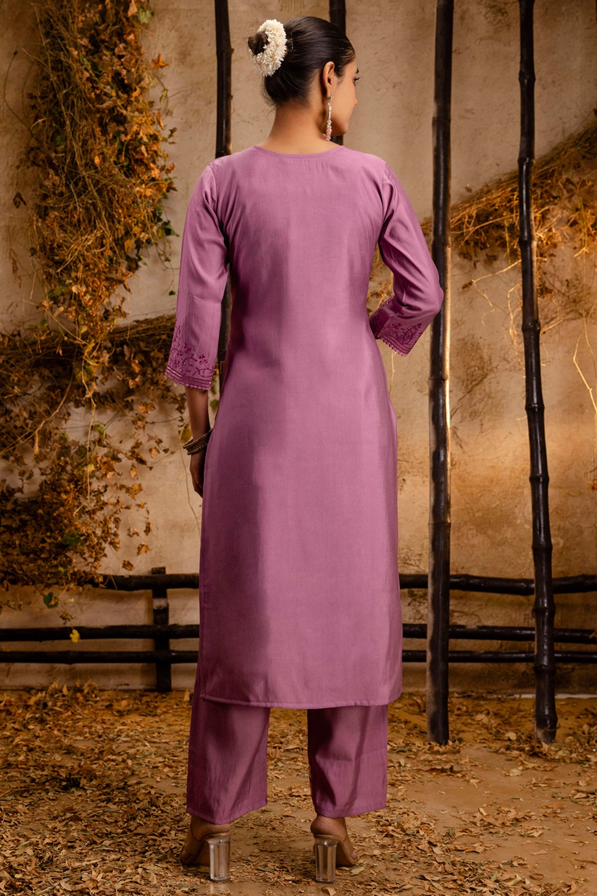 Viscose Silk Lavender Kurta Set
