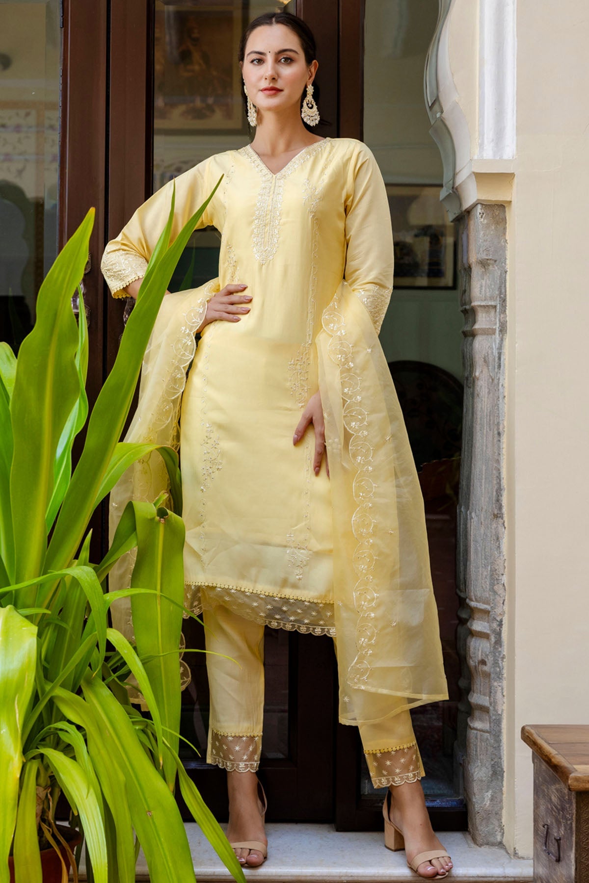 Buy Viscose Silk Yellow Kurta Set for women by Aastha Fashion online available at scrollnshops
