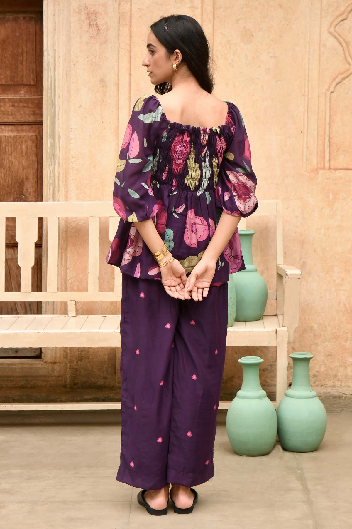 Voilet Chanderi Silk Pants