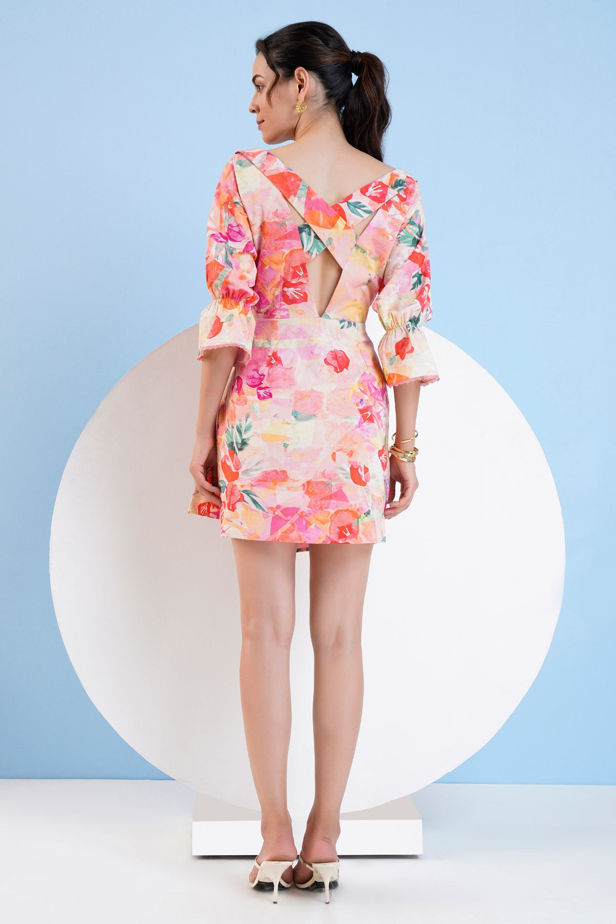 Waist Cutout Printed Dress