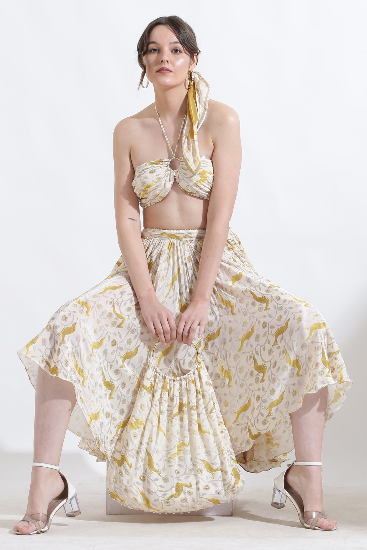 Buy Kusmi Whimsical Escape: Wallaby Print Crepe Tote at Scrollnshops