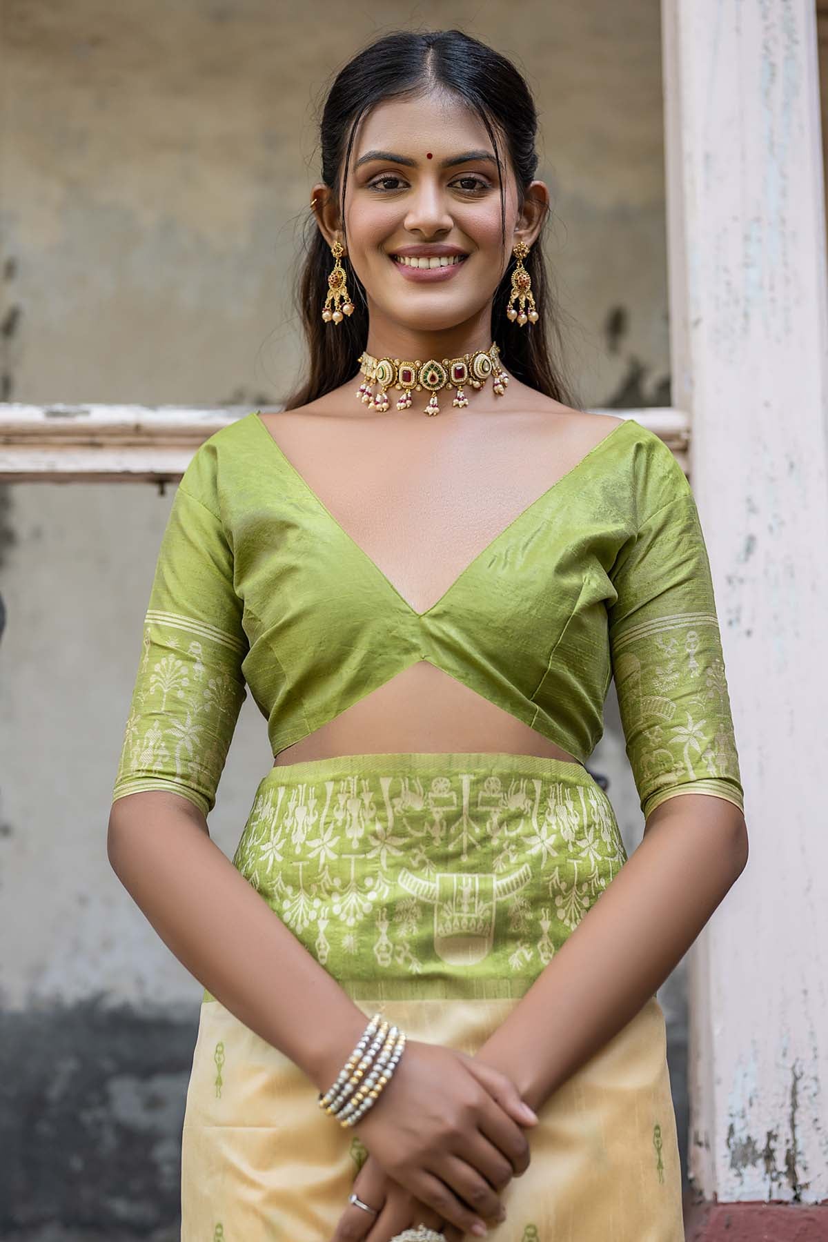 Warli Mehendi Border Silk Saree