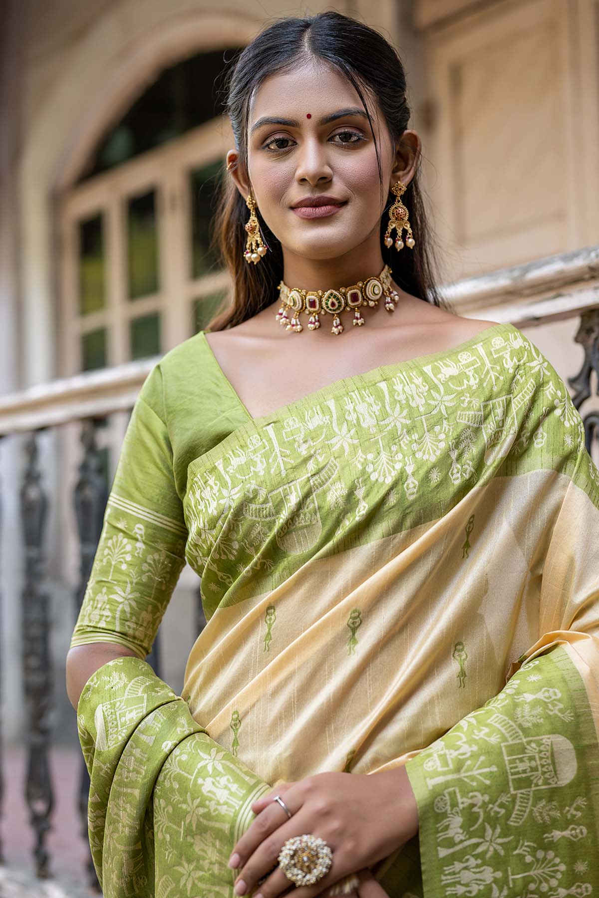 Warli Mehendi Border Silk Saree