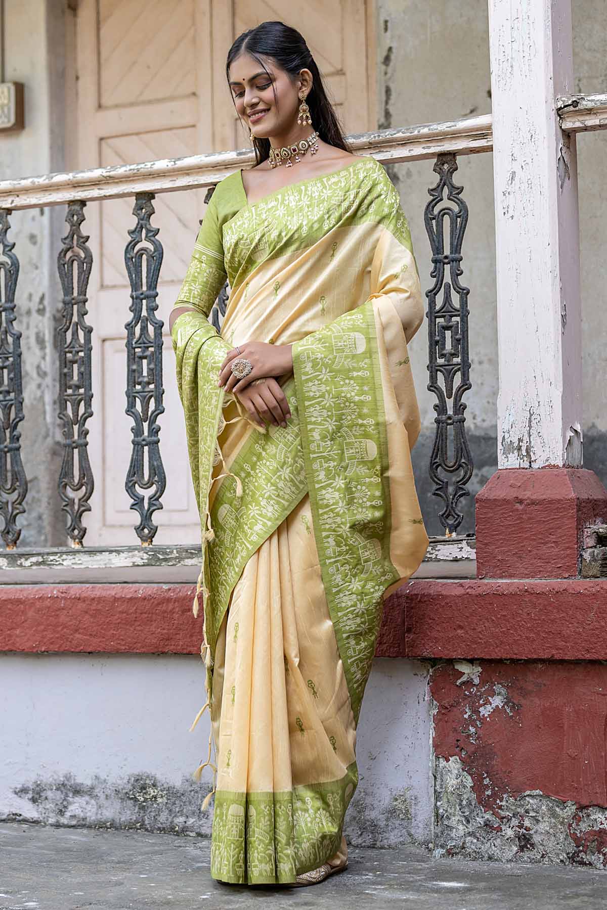 Warli Mehendi Border Silk Saree