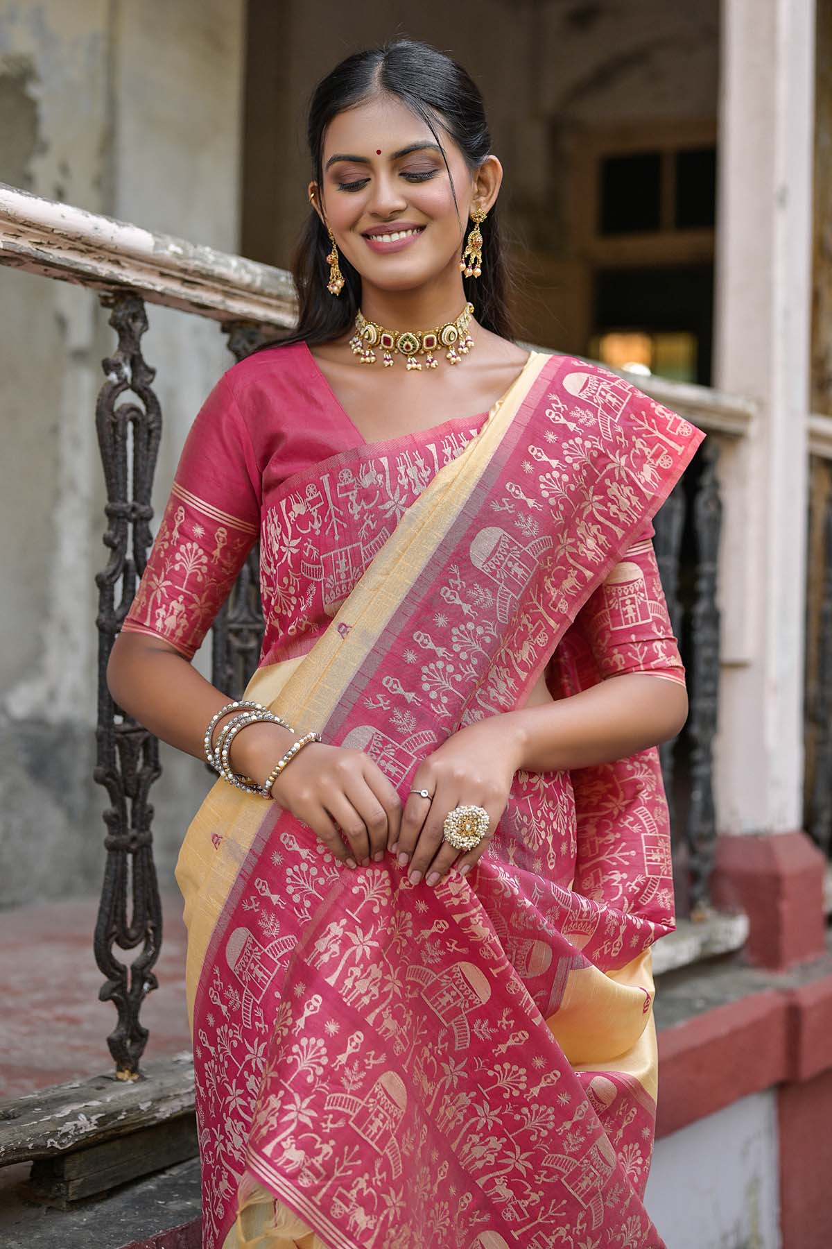 Warli Rani Border Silk Saree